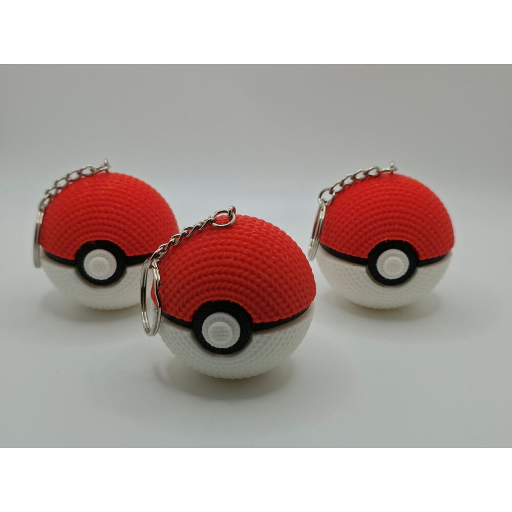 3D-Printed Pokéball Textured Keychains 3-Pack